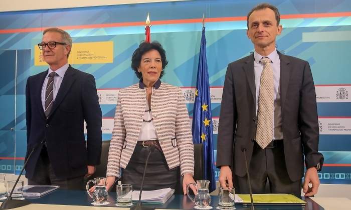 El ministro de Deportes Jose Guirao junto a Isabel Cela y Pedro Duque